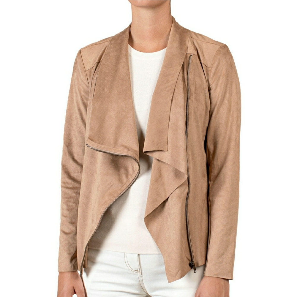 NWT Mote Faux Suede Moto Drape Jacket